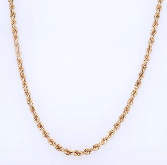 Simple Yellow Gold Rope Chain Necklace