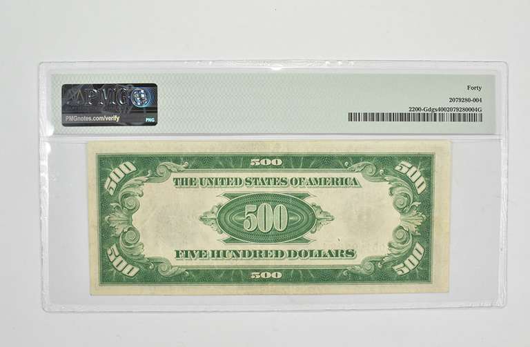 $500 1928 Chicago FR Note PMG 40 XF Fr#2200-Gdgs (GA Block) Dark Green