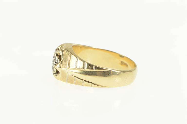 14K Yellow Gold 0.50 Ctw Diamond Men's Cluster Statement Ring