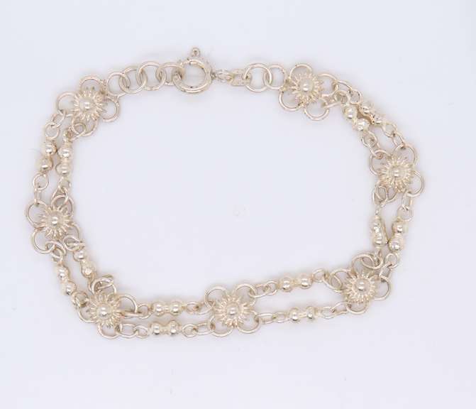 Vintage Sterling Silver Double Row Bracelet