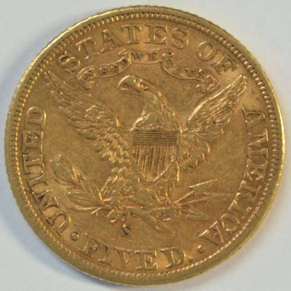 Key date 1904-S $5 Liberty Gold Piece in Near Mint