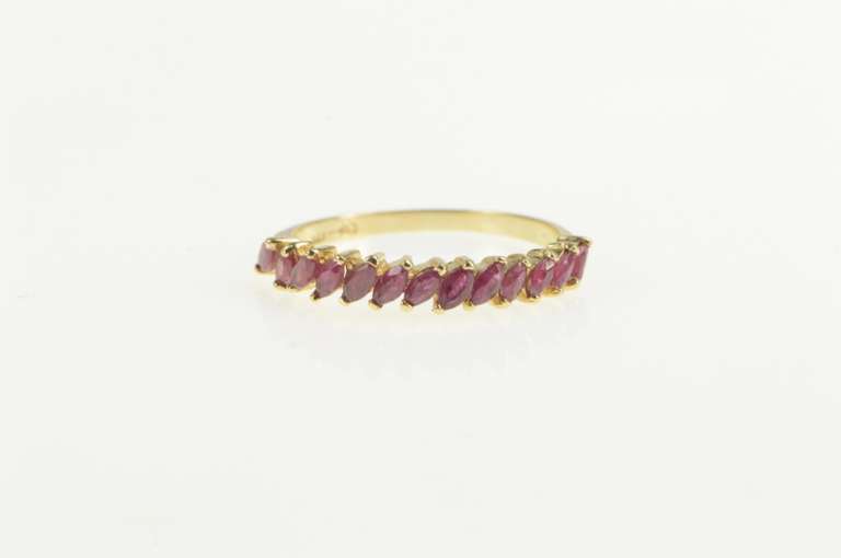 14K Yellow Gold Marquise Ruby Stackable Wedding Band Ring