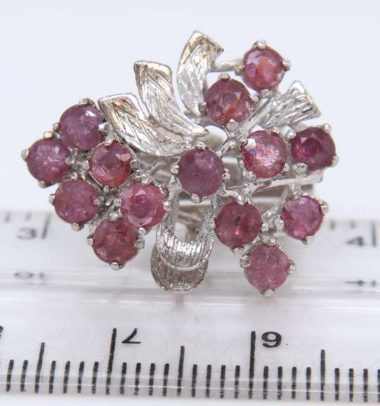 Vintage Sterling Silver Gemstone Flower Style Earrings