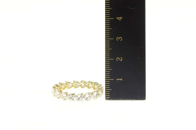 14K Yellow Gold Heart CZ Eternity Anniversary Stackable Band Ring