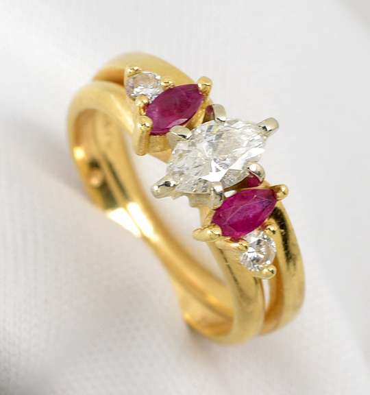Two Piece Marquise Diamond Wedding Set