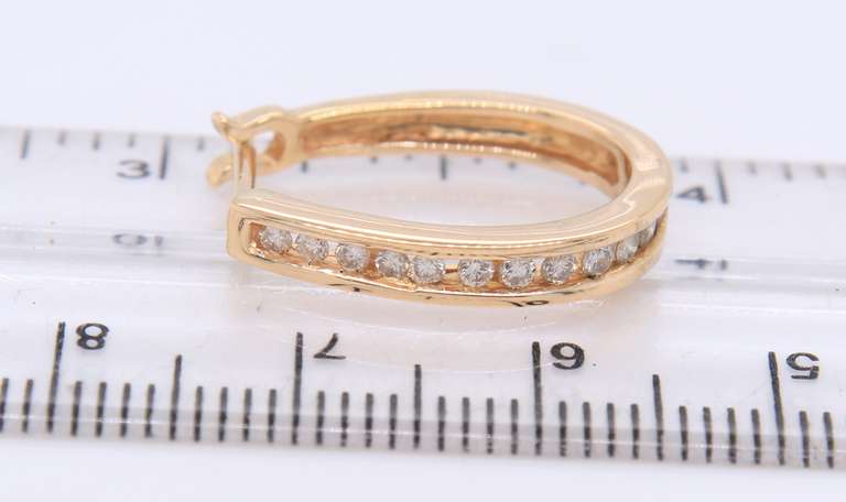 Exciting Yellow Gold Channel Set Diamond Huge Earrings