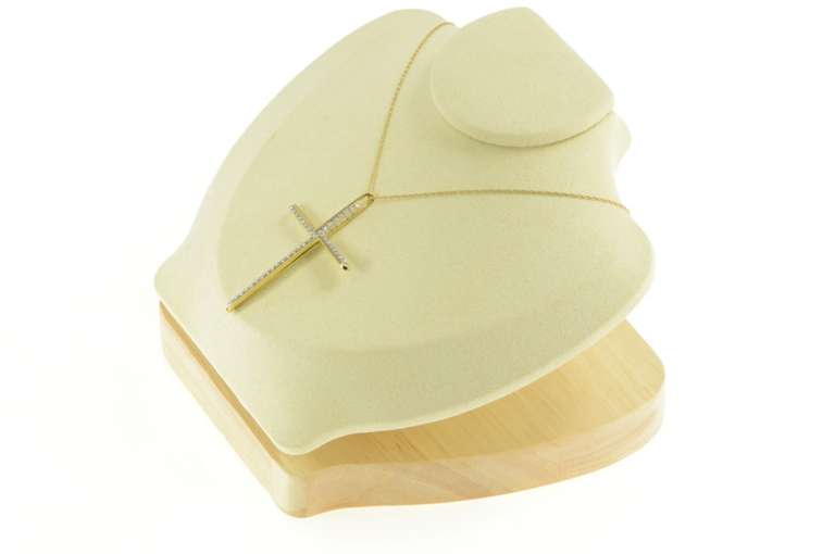 18K Yellow Gold 0.40 Ctw Diamond Encrusted Cross Christian Pendant