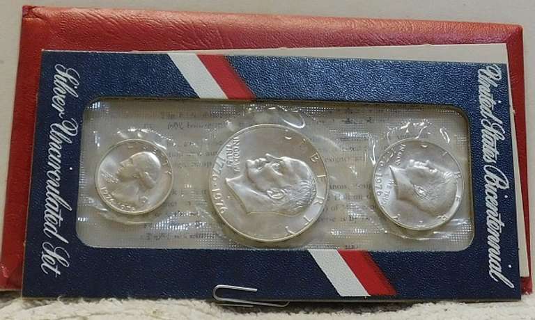 1976 Silver 3 pc Unc BiCen Set GEM