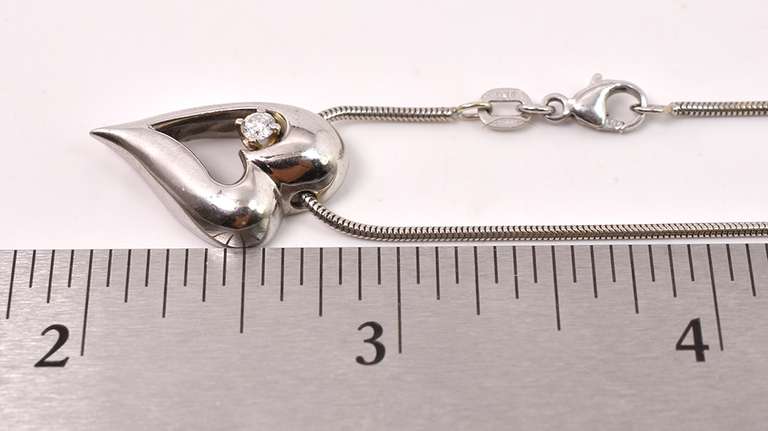 Lovely Heart Diamond Pendant Necklace in 14K White Gold