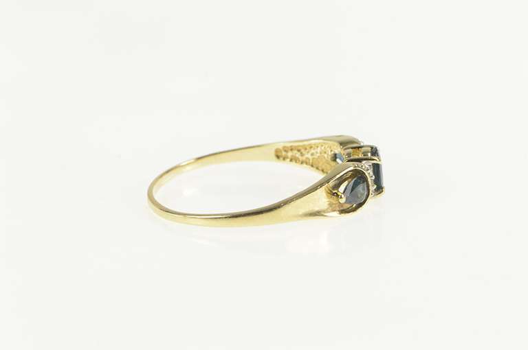 10K Yellow Gold Natural Sapphire Diamond Accent Statement Ring
