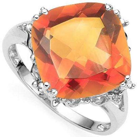 BEAUTIFUL 6.35 CT AZOTIC GEMSTONE & 8 PCS WHITE DIAMOND 10K SOLID WHITE GOLD RIN