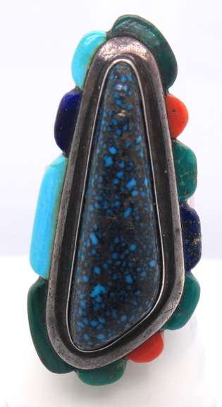 Vintage Sterling Silver Multi Turquoise Ring
