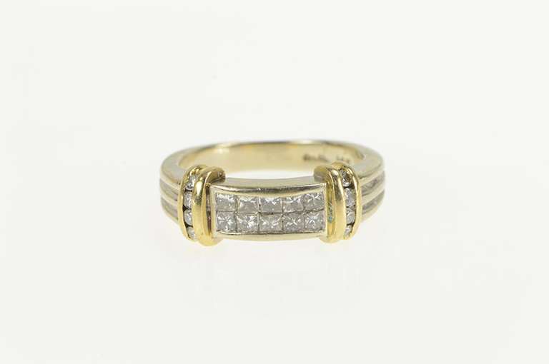 14K Yellow Gold 0.46 Ctw Princess Diamond Squared Channel Ring
