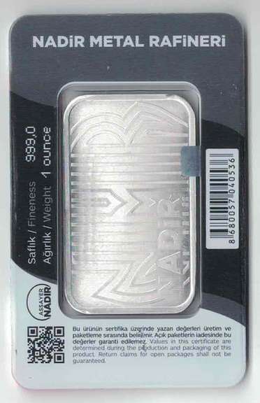 Nadir Metal Rafineri 1 oz .999 Silver Bars