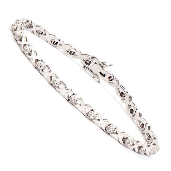 Hugs & Kisses xoxo Rhodium Plate Diamond Bracelet