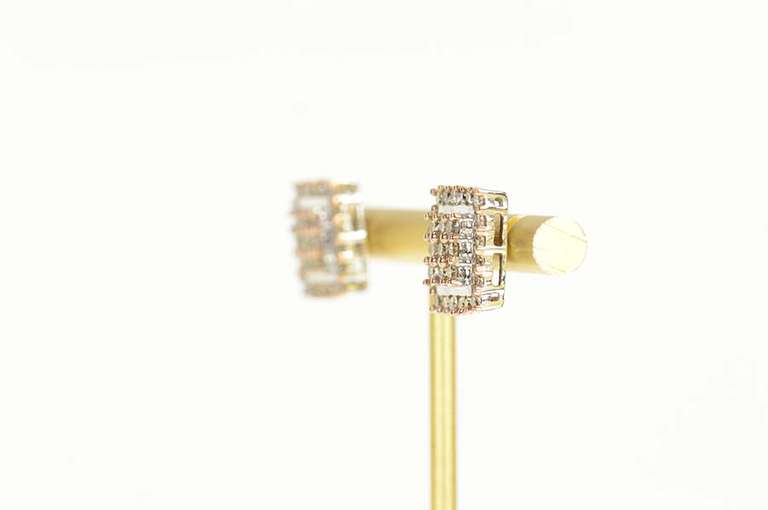 10K Yellow Gold 1.92 Ctw Champagne Diamond Square Stud Earrings