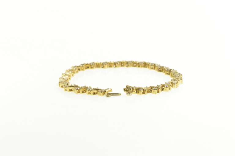14K Yellow Gold Zig Zag White Sapphire Statement Tennis Bracelet
