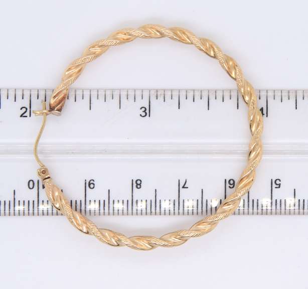 Fantastic Yellow Gold Twisted Hoop Earrings