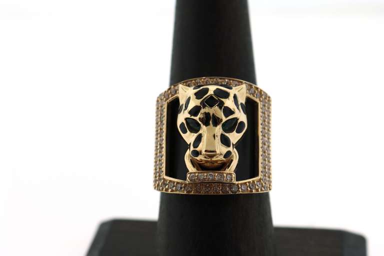 Fabulous Yellow Gold Panther Head Ring