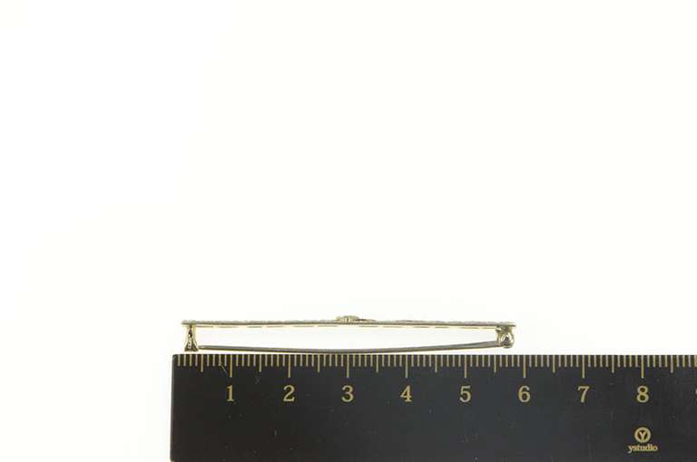 14K White Gold Art Deco Etched Vine Pattern Ornate Bar Pin/Brooch