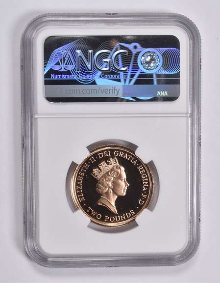 PF70 UCAM 1986 Great Britain 2 Pounds Commonwealth Games NGC Gold