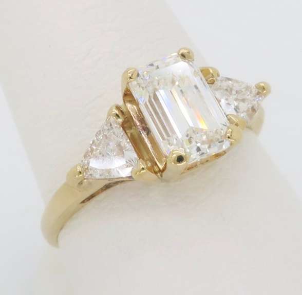 Custom GIA Certified 1.63CTW Three Stone Diamond Engagement Ring