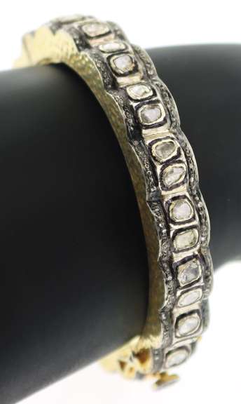 Stylish Mine Cut Diamond Bangle