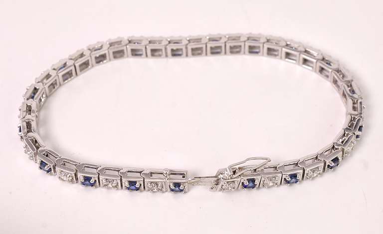 Fantastic Diamond and Sapphire Bracelet in 14K White Gold- 6.0+ Carats!