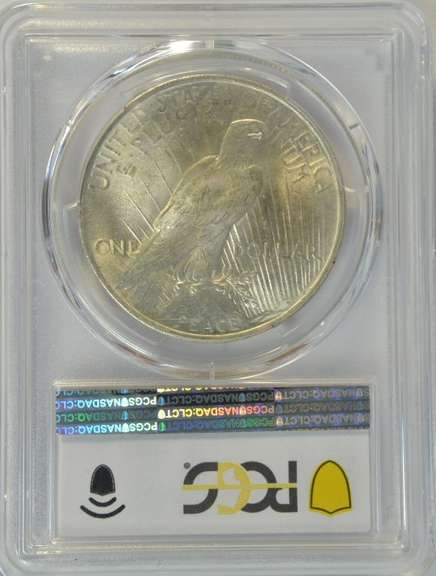 Solid lustrous Gem BU 1923 Peace Silver Dollar. PCGS MS65