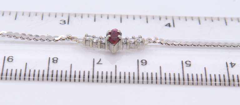 Lovely White Gold Marquise Ruby and Diamond Necklace