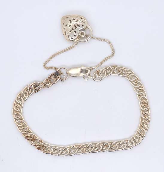 Vintage Sterling Silver Bracelet with Heart Shaped Locket Charm