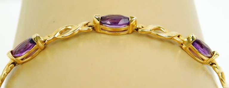 Pretty 10K Gold Amethyst Bracelet