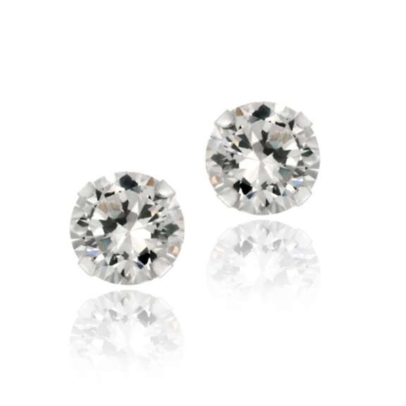 Sterling Silver 2ct White Topaz Stud Earrings, 6mm