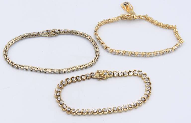 Group Lot of 3 Vintage Sterling Silver Cubic Zirconia Bracelets