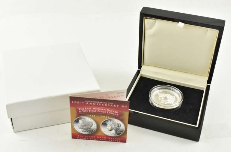 2021 Morgan & Peace Dollar 100th Anniv Commem. 2 Oz Silver UHR Pf OGP