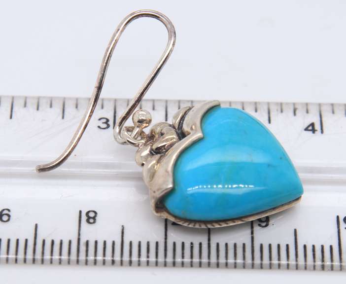 Lot of Vintage 925 Sterling Silver Turquoise Dangle Earrings and Turquoise Pendant