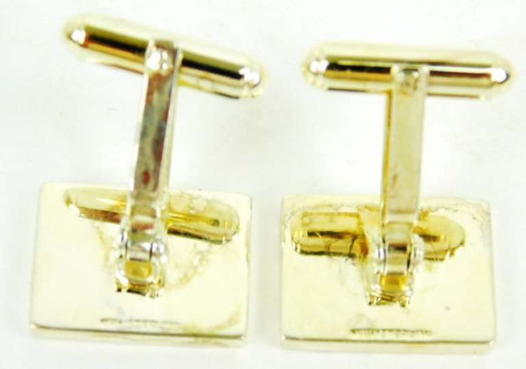 Vintage Sterling Gemstone Cuff Links