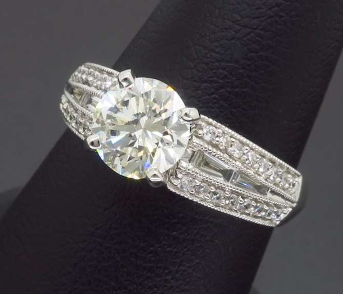 Unique 1.48ctw Diamond Engagement Ring in 14k White Gold