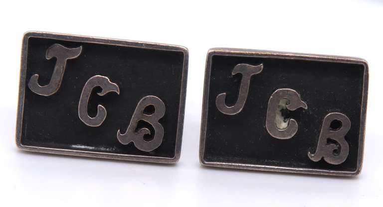 Vintage Sterling Silver Signed Initial JCB Cufflinks