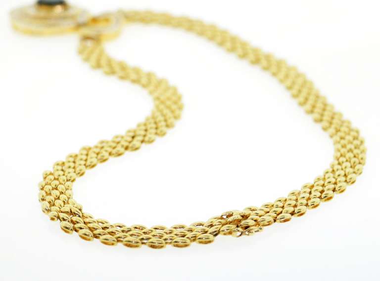 Stunning certified Huge Sapphire and Diamond 18kt Yellow Gold Necklace