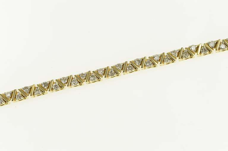 14K Yellow Gold 1.71 Ctw Diamond Zig Zag Triangle Link Tennis Bracelet