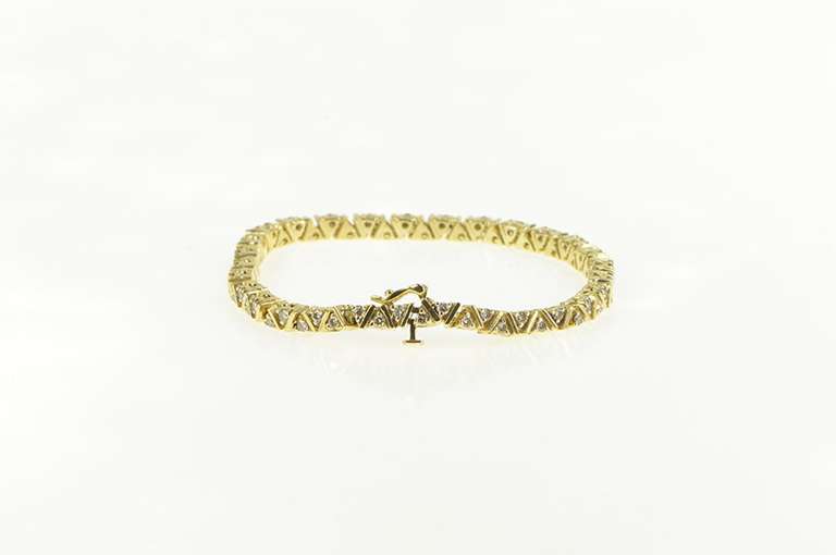 14K Yellow Gold 1.71 Ctw Diamond Zig Zag Triangle Link Tennis Bracelet