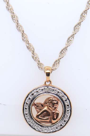 Vintage Sterling Silver Baby Angle Pendant on Chain