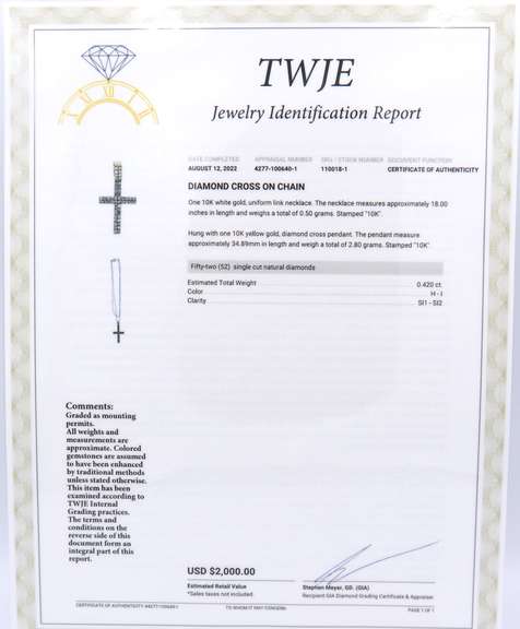 Fantastic White Gold Single Cut Diamond Cross Pendant on Chain