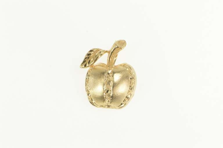 Sterling Diamond Cut Stylized Apple Teacher Symbol Pendant