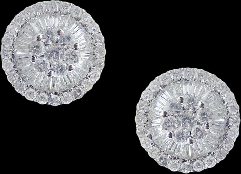 Illustrious Halo Diamond 18k White Gold Earrings