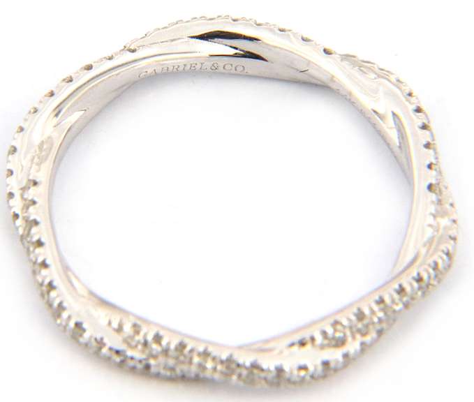 Gabriel & Co White Gold Pave Diamond Twisted Eternity Band