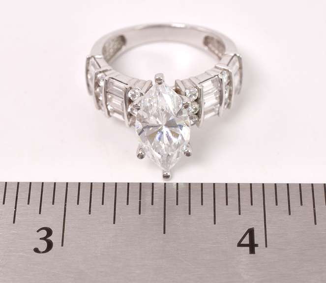 Shining Large CZ Ring in 14K White Gold