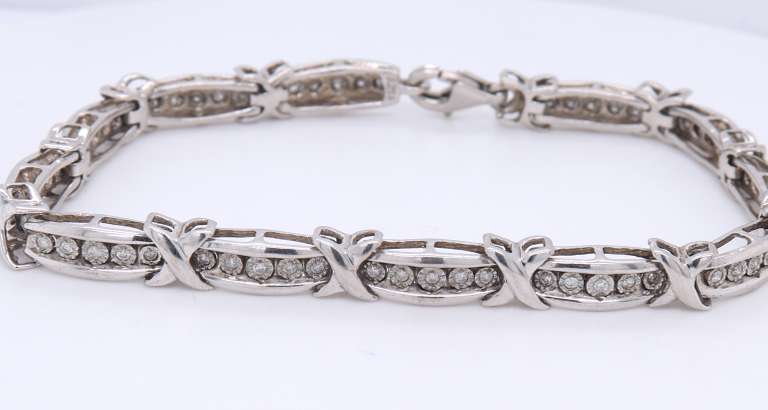 Group Lot of 2 Vintage 925 Sterling Silver Cubic Zirconia Bracelets
