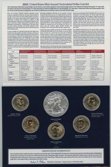 1996-S Community Service & 2012 US Mint Unc Dollar Coin Set